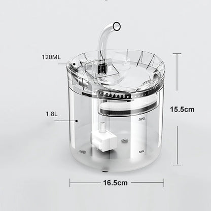 Fuente de Agua Automática para Mascotas – 2L, Transparente, Silenciosa y Filtrada