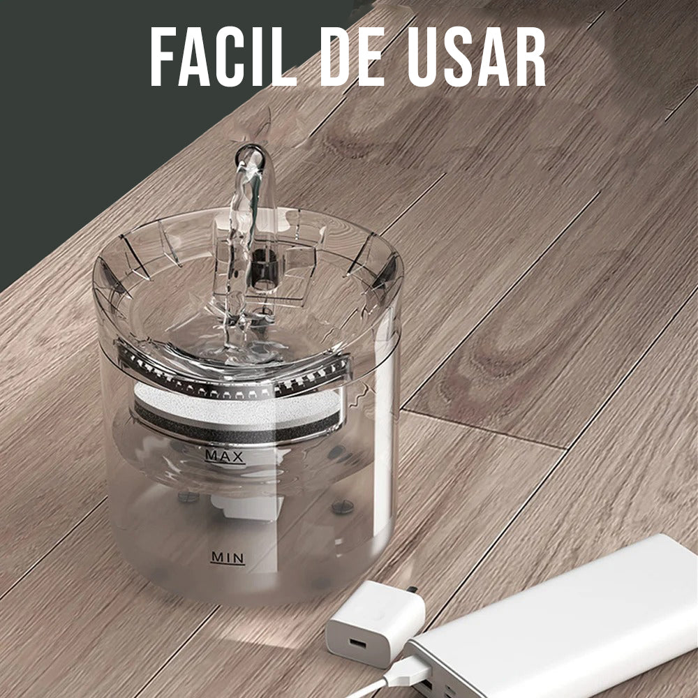 Fuente de Agua Automática para Mascotas – 2L, Transparente, Silenciosa y Filtrada