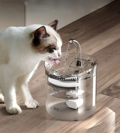 Fuente de Agua Automática para Mascotas – 2L, Transparente, Silenciosa y Filtrada