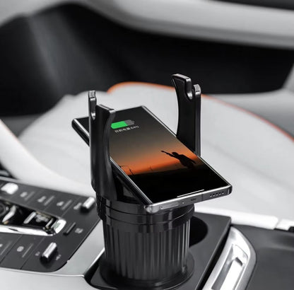 AutoSmart™ DuoDock Portavasos + Cargador Inalámbrico Qi