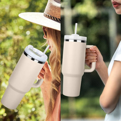 vaso térmico pastel con pitillo – 40 oz, doble pared aislante