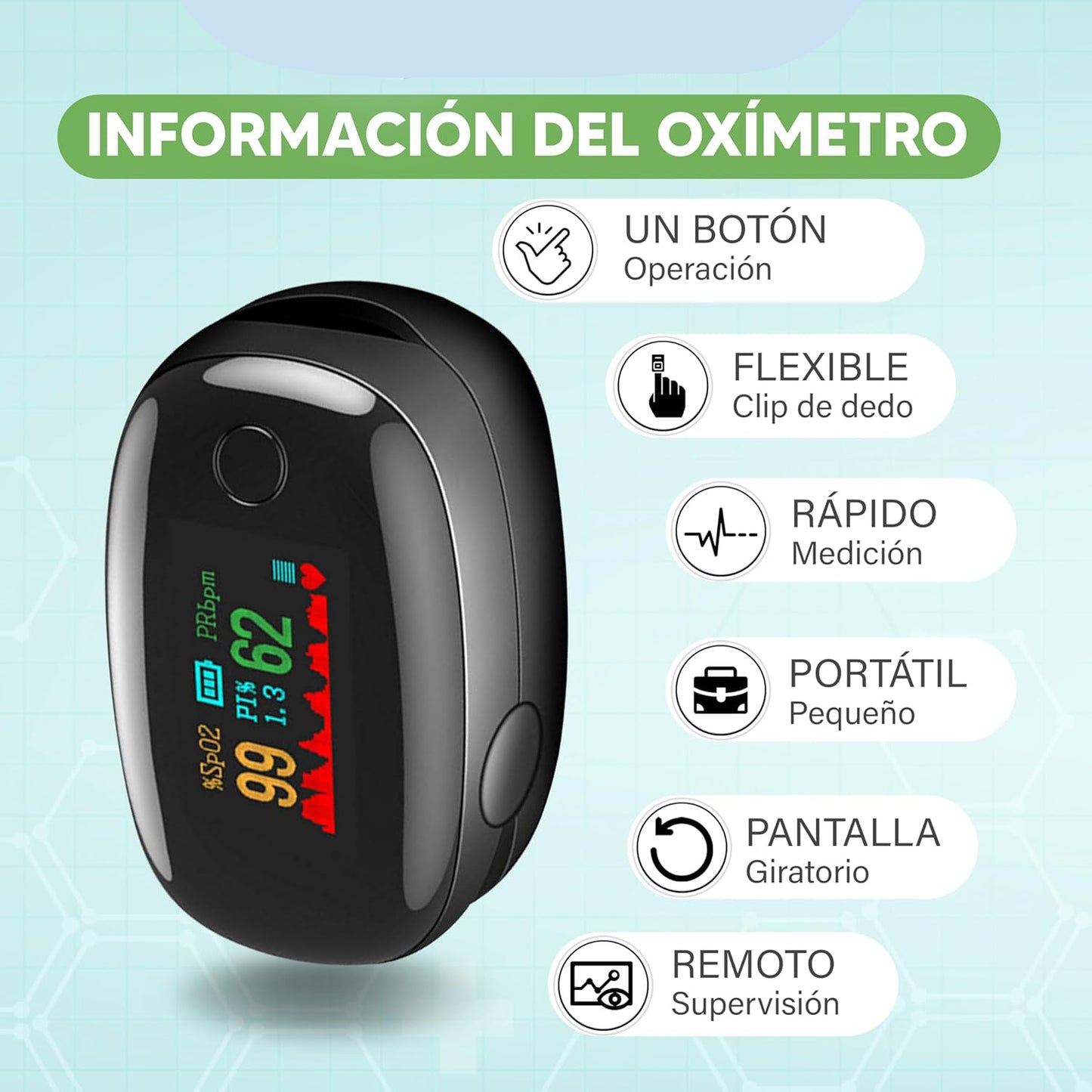 Medidor Digital de Saturación y Pulso – Portátil y Preciso