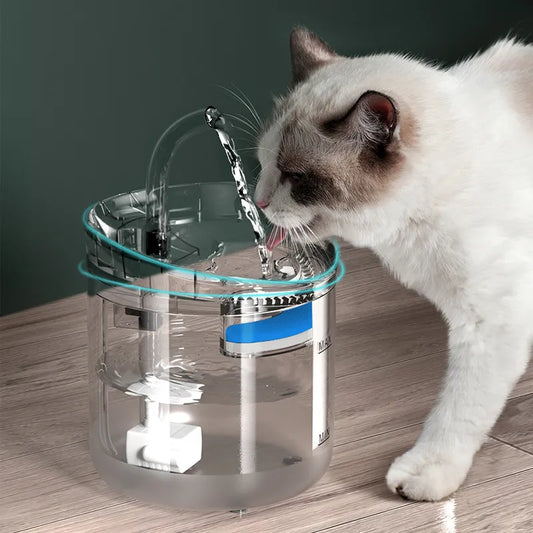 Fuente de Agua Automática para Mascotas – 2L, Transparente, Silenciosa y Filtrada