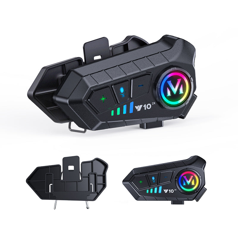 Auriculares Bluetooth para Casco de Moto | Intercomunicador con Micrófono y Luces RGB