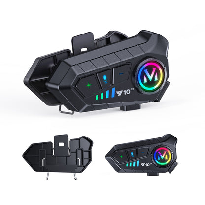 Auriculares Bluetooth para Casco de Moto | Intercomunicador con Micrófono y Luces RGB