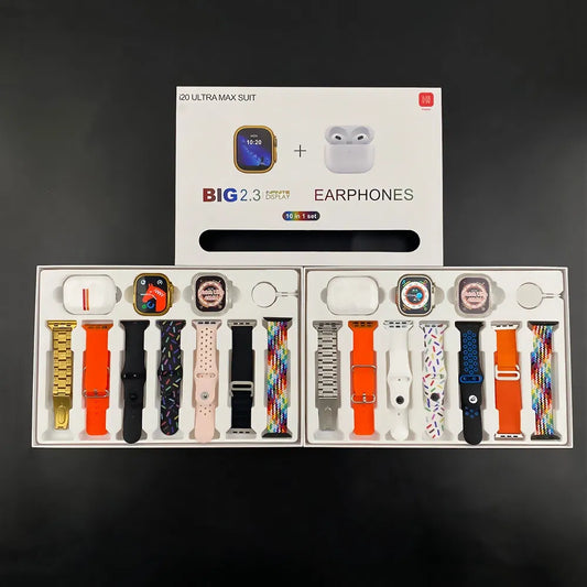 Smartwatch i20 Ultra Max – Combo Edición Premium 10 en 1