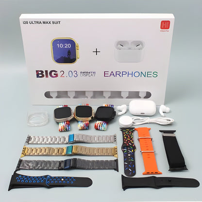 Smartwatch i20 Ultra Max – Combo Edición Premium 10 en 1