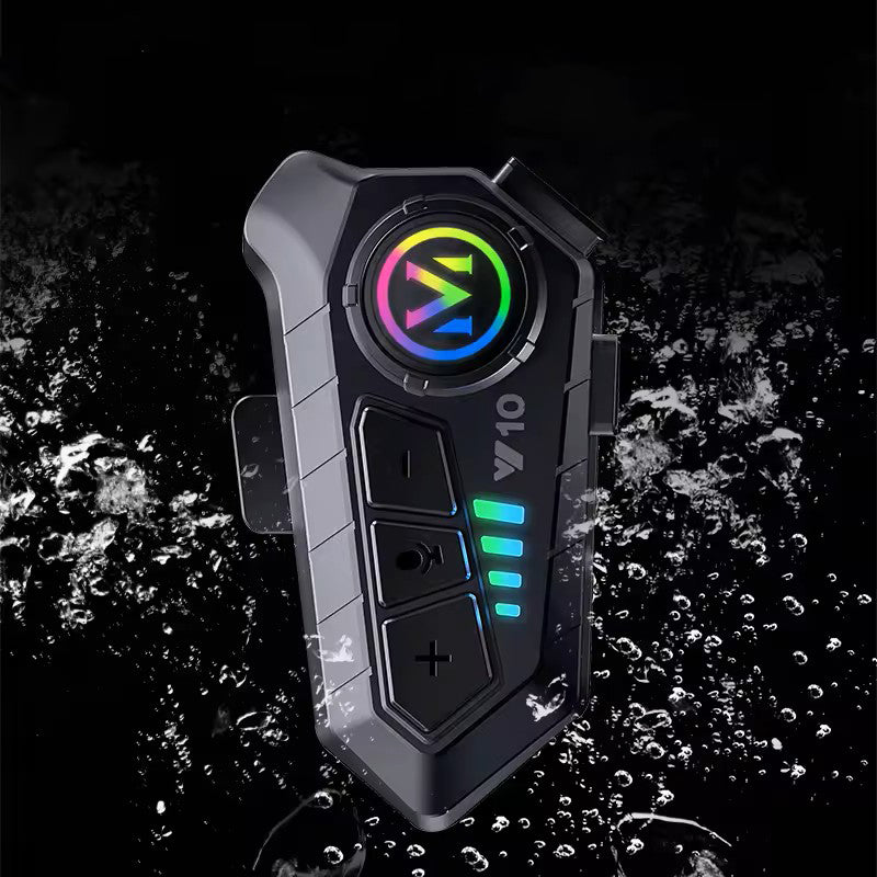 Auriculares Bluetooth para Casco de Moto | Intercomunicador con Micrófono y Luces RGB