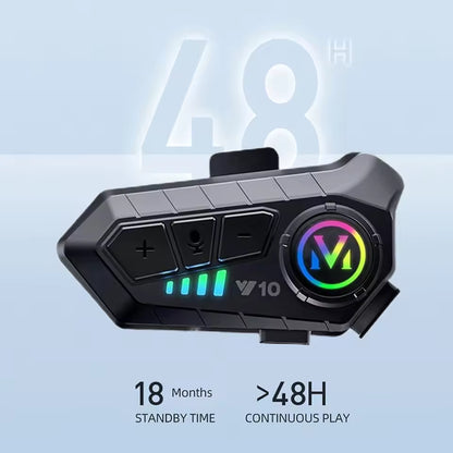 Auriculares Bluetooth para Casco de Moto | Intercomunicador con Micrófono y Luces RGB