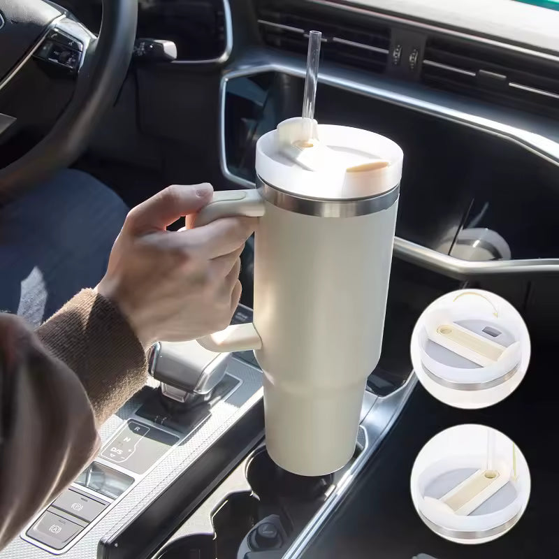 vaso térmico pastel con pitillo – 40 oz, doble pared aislante