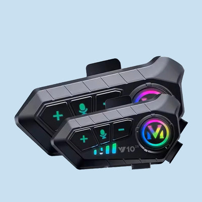 Auriculares Bluetooth para Casco de Moto | Intercomunicador con Micrófono y Luces RGB