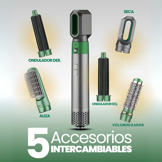 Cepillo secador 5 en 1 estilo aguacate – alisa, riza y da volumen