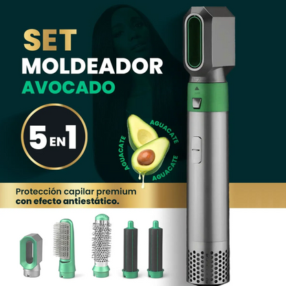 Cepillo secador 5 en 1 estilo aguacate – alisa, riza y da volumen